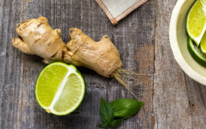 Ginger root benefits lime leaf table